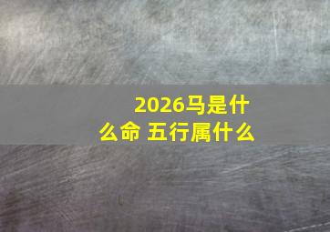 2026马是什么命 五行属什么